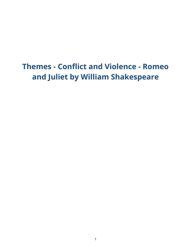 Romeo and Juliet – William Shakespeare – Conflict and Violence