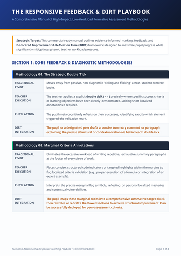 Responsive Feedback and DIRT Playbook: Low Workload Formative Assessment Strategies