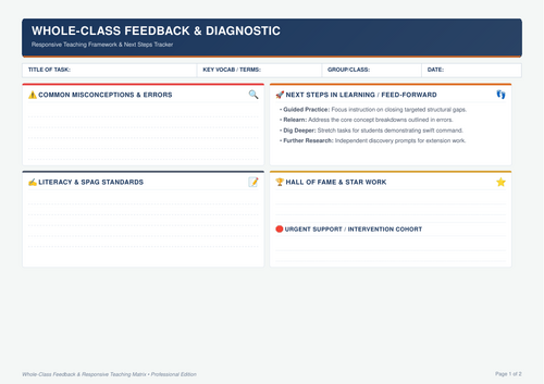 Whole Class Feedback Suite: Responsive Teaching Tracker and Subject Skills Matrix