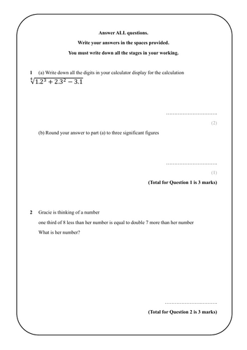 GCSE Maths Higher Edexcel Predicted Paper 3 2026 (Available as bundle instead)