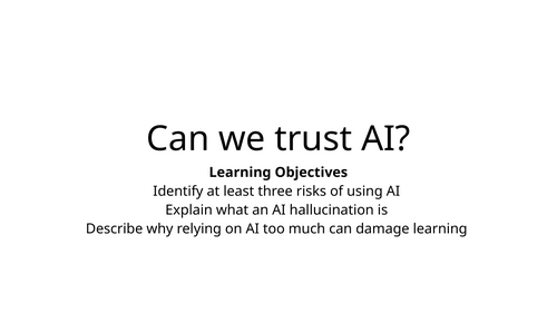 AI Literacy Introduction (5 lesson scheme)