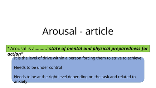 A Level Edexcel PE Arousal & Anxiety