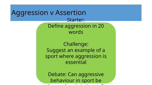 A Level Edexcel PE Aggression, Assertion, Motivation & Social Facilitation