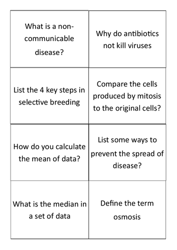 B1 Question cards Edexcel Foundation
