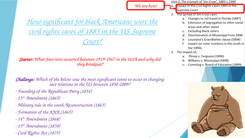A Level (Edexcel) Paper 3: Civil rights and race relations in the USA, 1850-2009 UNIT 2