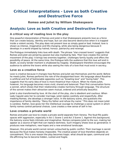 Romeo and Juliet – Study Guide and Workbook