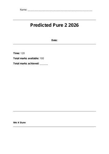 Best Guess Pure 2 Edexcel A Level Maths Predicted Paper
