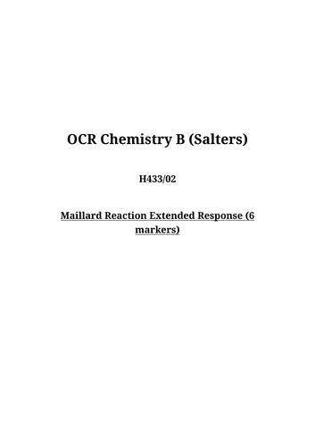 Chem B Salters Maillard possible 6marker