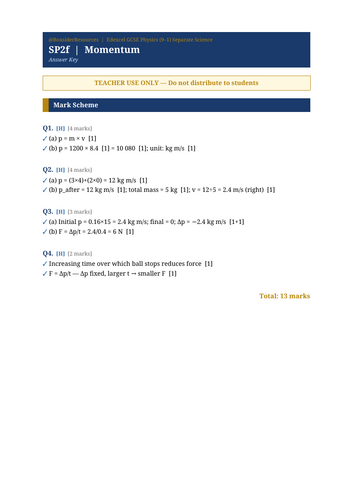 SP2f Momentum | Edexcel GCSE Physics Separate Science Topic Mastery Pack (Higher Tier)