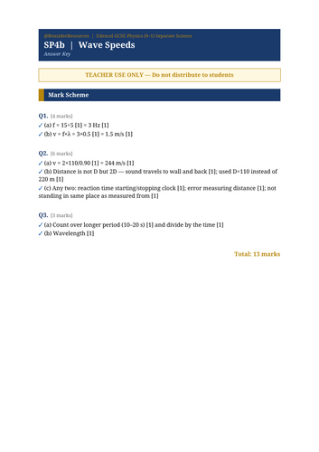 SP4b Wave Speeds | Edexcel GCSE Physics Separate Science Topic Mastery Pack