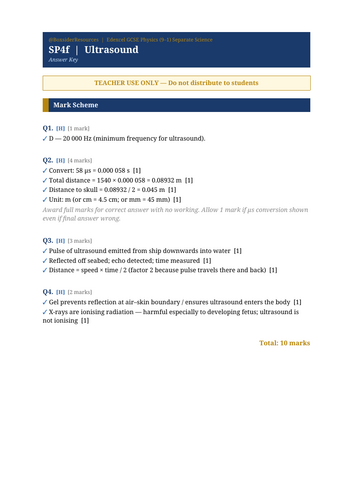 SP4f Ultrasound | Edexcel GCSE Physics Separate Science Topic Mastery Pack (Higher Tier)