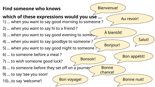 Greetings and name - French