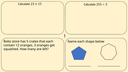 Year 7 Maths Retrieval Starters Half Term 1