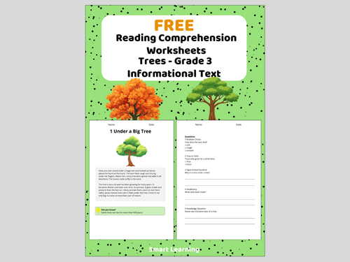 FREE: Reading Comprehension Trees Worksheets - Grade 3 | Informational Texts