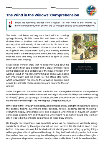 Wind in the Willows Comprehension