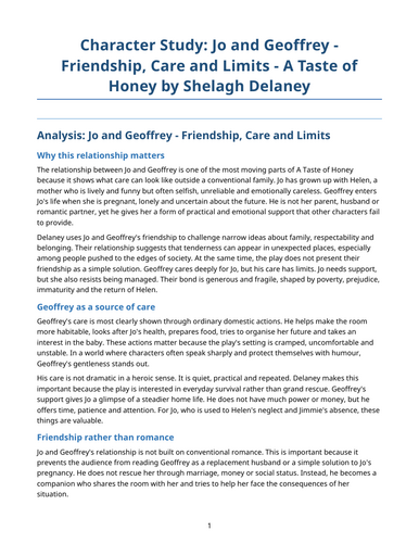 A Taste of Honey – Shelagh Delaney – Jo and Geoffrey