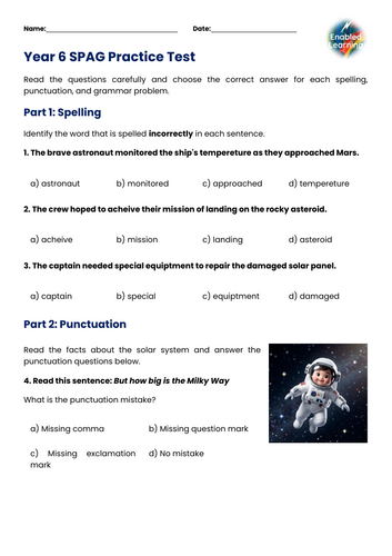 SPAG Test | Teaching Resources