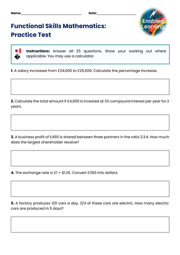 Functional Skills Maths Practice