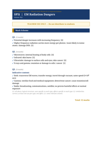 SP5i EM Radiation Dangers | Edexcel GCSE Physics Separate Science Topic Mastery Pack