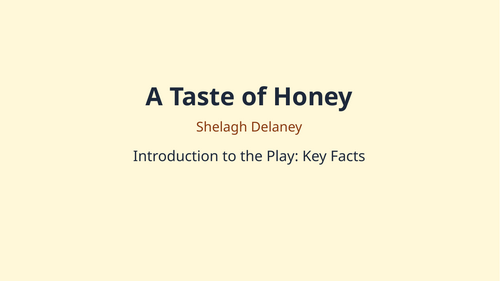 A Taste of Honey – Shelagh Delaney – Introduction to the Play: Key Facts