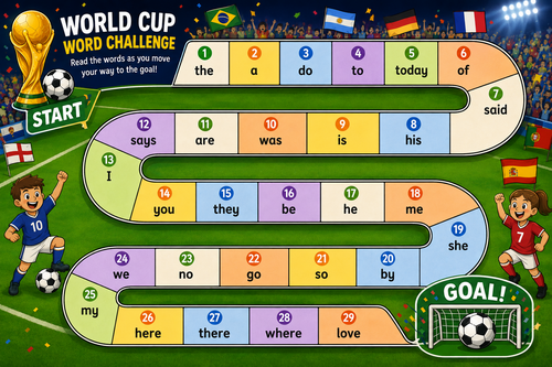 Football theme activity- common exception word board game