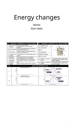 AQA - Topic 3 energy changes