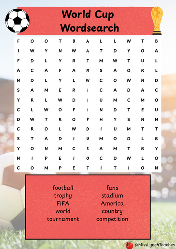 World Cup 2026 Themed Wordsearch
