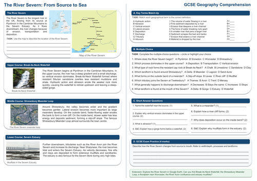 River Severn - Landforms case study AQA GCSE Geography