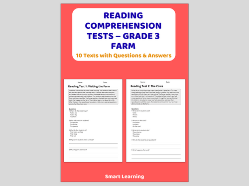 Farm Reading Comprehension Tests | Grade 3 Reading Assessments