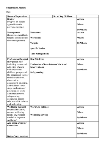 EYFS Supervision Template
