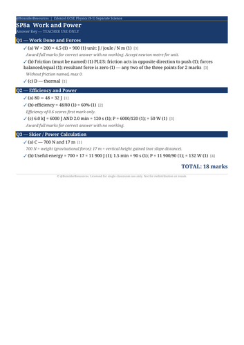 SP8a Work and Power | Edexcel GCSE Physics Topic Mastery Pack