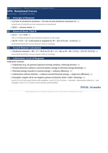 SP9c Rotational Forces | Edexcel GCSE Physics Topic Mastery Pack