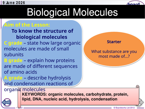 IGCSE CIE Biology Biological Molecules SoW.updated 2026