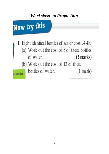 Worksheet on Proportion
