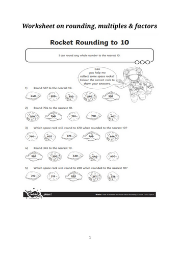 Worksheet on Rounding, Multiples and Factors