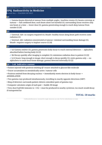 SP6j Radioactivity in Medicine | Edexcel GCSE Physics Topic Mastery Pack