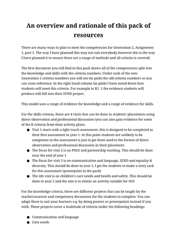 T Level Early Years Gen 2 Assignment 1 Resources to meet ALL K & S criteria