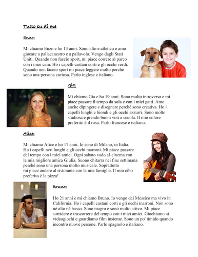 Tutto su di me Lettura en Italiano: All About Me Italian Reading (Icebreaker)