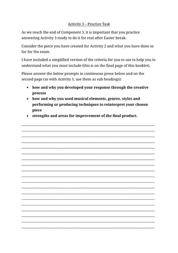 BTEC Tech Award Component 3 - Activity 3 Practice Cover