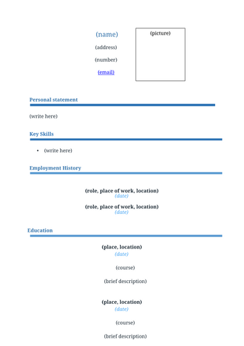 CV Template Teacher