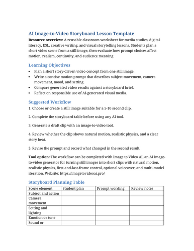 AI Image-to-Video Storyboard Lesson