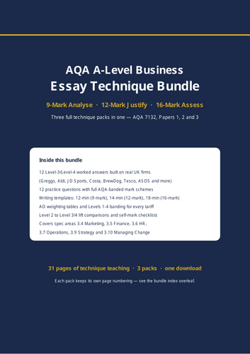 AQA A-Level Business | Essay Technique Bundle
