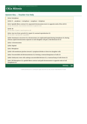 CB2a Mitosis | Edexcel GCSE Physics Separate Science Topic Mastery Pack