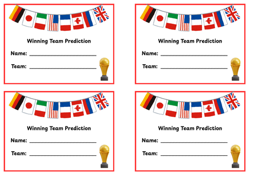 World Cup Winner Prediction Sheet