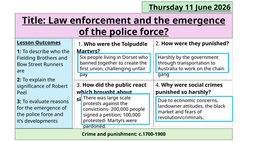 Crime and punishment- industrial- emergence of the police force