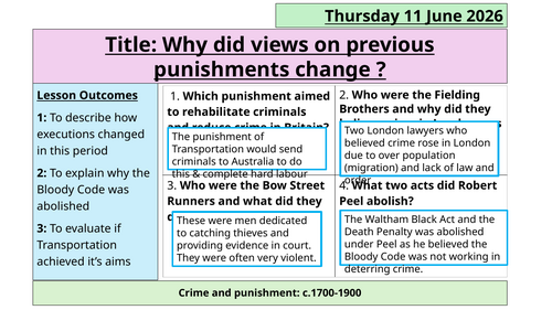Crime and punishment- Industrial- changing attitudes to punishments