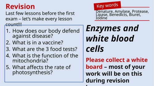 Enzymes and WBC Revision Lesson - AQA Combined Science Biology Paper 1