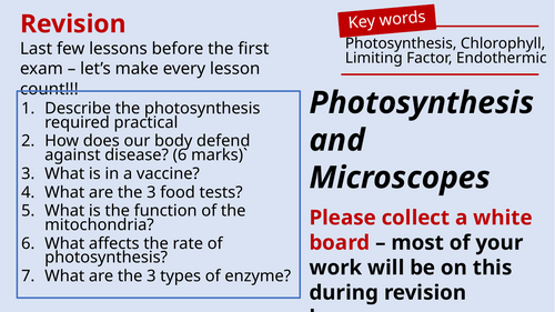 Photosynthesis and Microscope Revision - AQA Combined Science Biology Paper 1