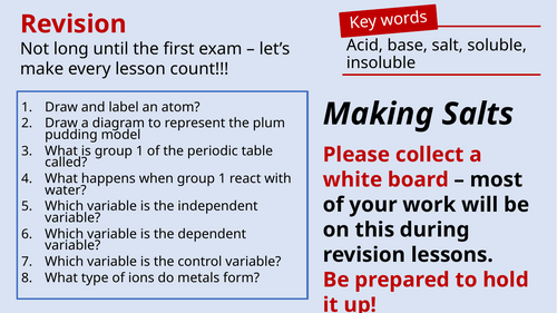 Making Salt Revision Lesson - AQA Combined Science Chemistry Paper 1