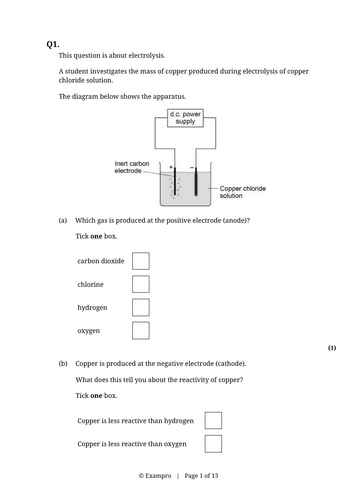 Electrolysis Revision Lesson - AQA Combined Science Chemistry Paper 1
